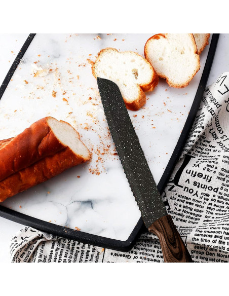 Set 5 Cuchillos cocina profesionales de piedra con pelador de patata de cerámica