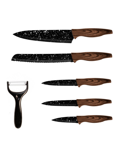 Set 5 Cuchillos cocina profesionales de piedra con pelador de patata de cerámica