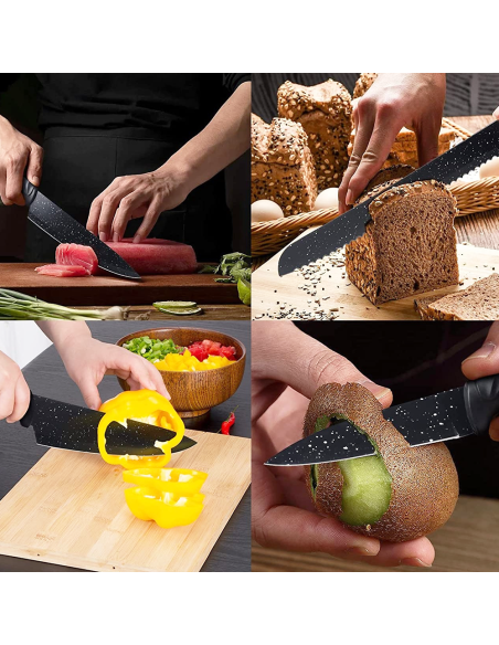 Set 5 Cuchillos cocina profesionales de piedra con pelador de patata de cerámica