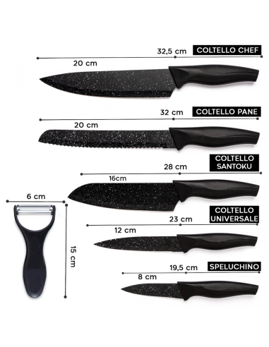 Set 5 Cuchillos cocina profesionales de piedra...