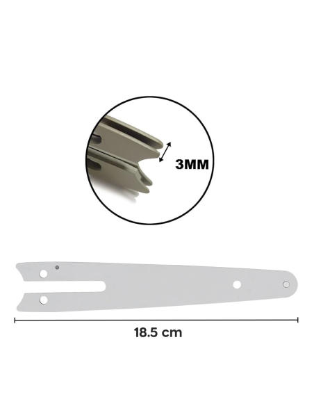 Barra Repuesto 6 Pulgadas de Acero para Mini Motosierra Eléctrica a Batería 6"