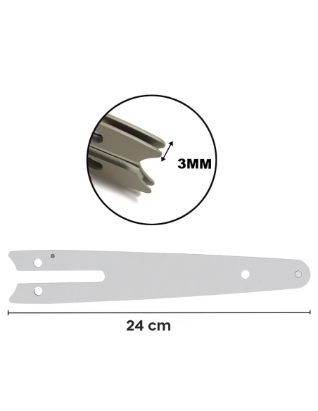 Barra repuesto 8 Pulgadas de Acero para Mini Motosierra Eléctrica a Batería 8"