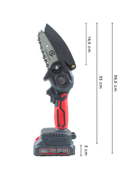 Mini Motosierra Doble Batería 21V Inalámbrica 4 Pulgadas sin Cable Maletín