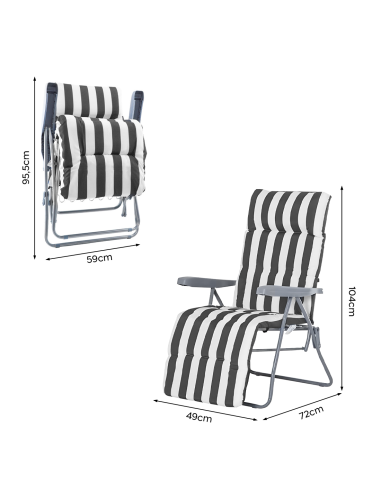 Silla reclinable de acero con cojín acolchado a...