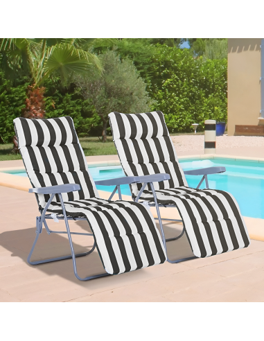 Silla reclinable de acero con cojín acolchado a...