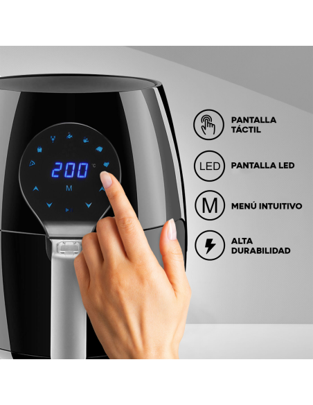 Freidora Aire 3.5 litros Cestillo Desmontable 1500W Display Táctil Temporizador
