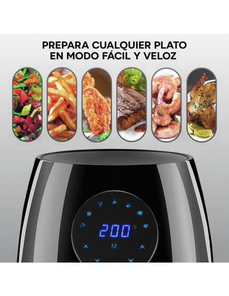 Freidora Aire 3.5 litros Cestillo Desmontable 1500W Display Táctil Temporizador