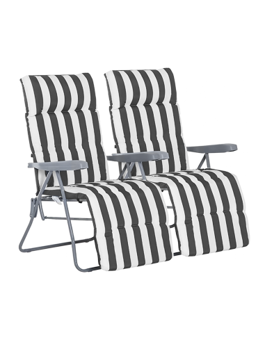 Pack 2 Sillas Playa Reclinables Acero Cojín...