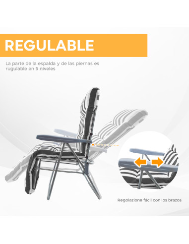 Pack 2 Sillas Playa Reclinables Acero Cojín...