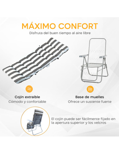 Pack 2 Sillas Playa Reclinables Acero Cojín...