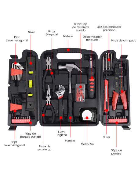 Kit Maletín 129 pz Set Bricolaje y Profesional Accesorios Variados con Maletín