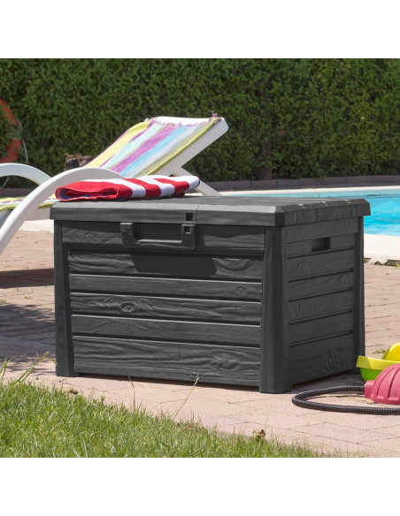 Baúl Contenedor Almacenamiento 160 LT Resina Efecto Madera Jardín 50.5x46.5x73