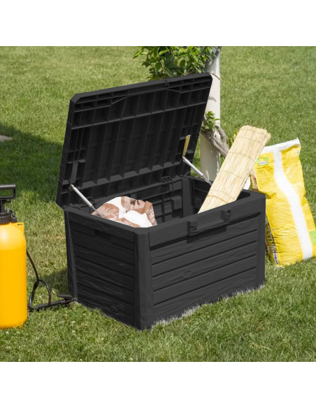 Baúl Contenedor Almacenamiento 160 LT Resina Efecto Madera Jardín 50.5x46.5x73
