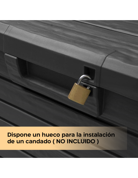 Baúl Contenedor Almacenamiento 160 LT Resina Efecto Madera Jardín 50.5x46.5x73