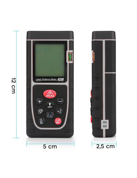 Medidor láser Medidor de distancia 40 m con pantalla LCD con pilas de nivel IP54
