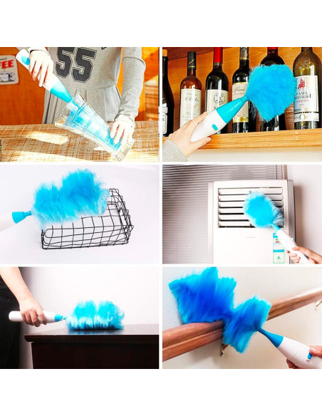 Plumero Eléctrico Recargable Cepillo Giratorio Limpieza 2 Cabezales Inalámbricos