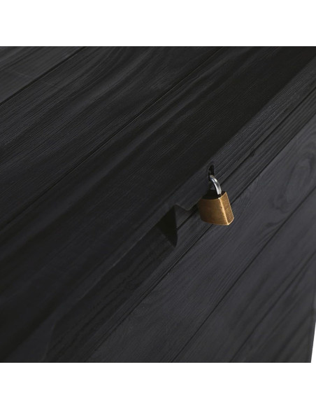 Baúl Contenedor Cofre 160lt de Resina Efecto Madera para Jardín 53x77.5x44.5