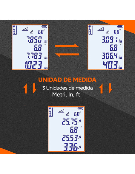 Medidor láser Medidor de distancia 40 m con pantalla LCD con pilas de nivel IP54