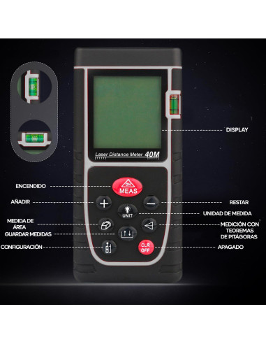 Medidor láser Medidor de distancia 40 m con...
