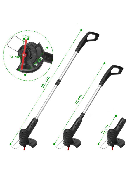 Desbrozadora inalámbrica Strimmer Trimmer Cortacésped Recargable Jardinería