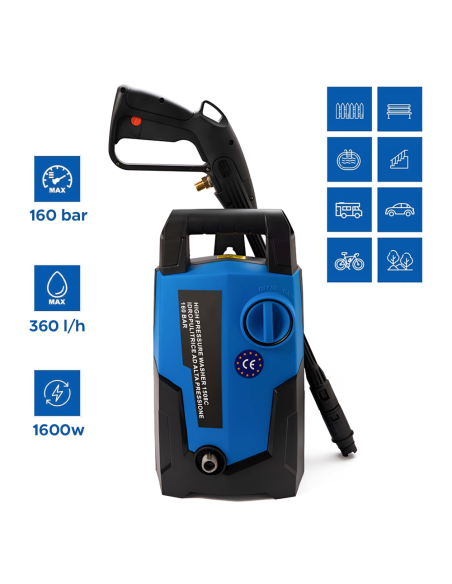Hidrolimpiadora Eléctrica 160 Bar Alta Presión 1600W Motor 360lt Portátil