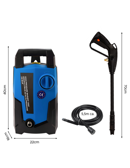 Hidrolimpiadora Eléctrica 160 Bar Alta Presión 1600W Motor 360lt Portátil