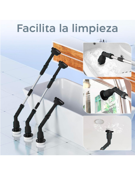 Cepillo Giratorio Eléctrico Inalámbrico Batería 26V Limpieza Azulejo 4 Cabezales