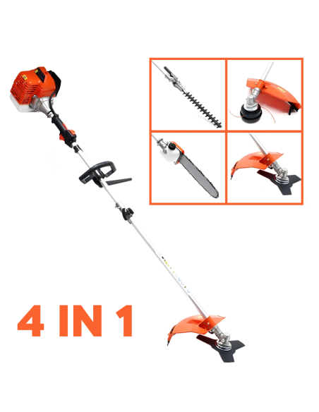 Corta-césped corta-ramas corta-setos 52cc KRAFTROYAL 4 en 1 para jardinería