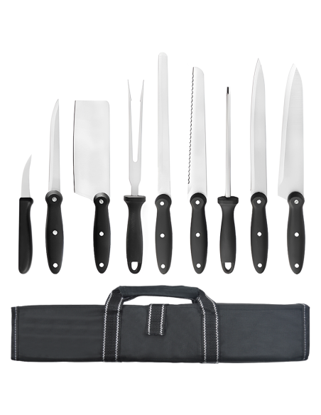 Set 9 Cuchillos de Cocina con Estuche Profesional de Acero Inoxidable Multiusos