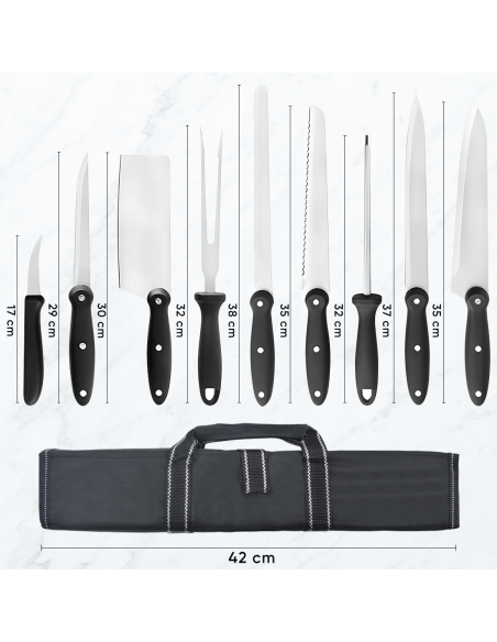 Set 9 Cuchillos de Cocina con Estuche Profesional de Acero Inoxidable Multiusos