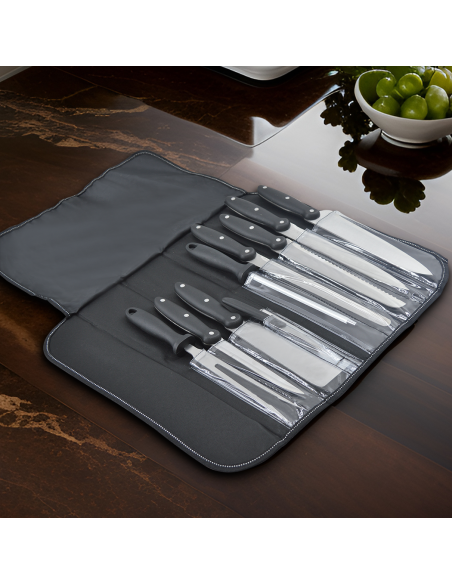 Set 9 Cuchillos de Cocina con Estuche Profesional de Acero Inoxidable Multiusos
