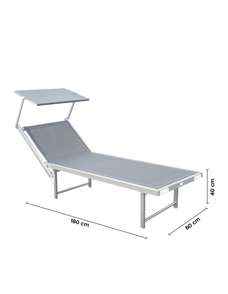 Tumbona LUXURIOUS con Parasol de Aluminio Respaldo Reclinable 180X60X40