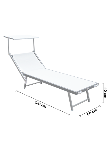 Tumbona LUXURIOUS con Parasol de Aluminio Respaldo Reclinable 180X60X40