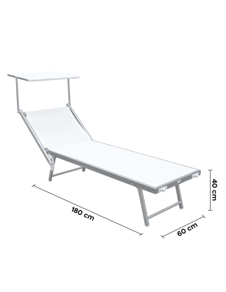 Tumbona LUXURIOUS con Parasol de Aluminio Respaldo Reclinable 180X60X40