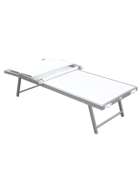 Tumbona LUXURIOUS con Parasol de Aluminio Respaldo Reclinable 180X60X40