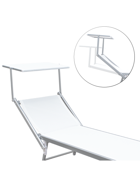 Tumbona LUXURIOUS con Parasol de Aluminio Respaldo Reclinable 180X60X40