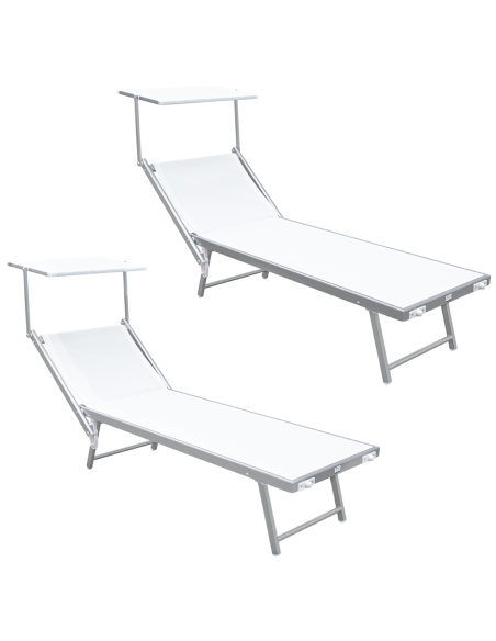 Pack 2 Tumbonas Playa LUXURIOUS Parasol de Aluminio Reclinable 180X60X40