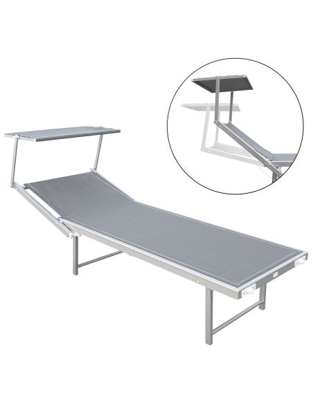 Pack 2 Tumbonas Playa LUXURIOUS Parasol de Aluminio Reclinable 180X60X40