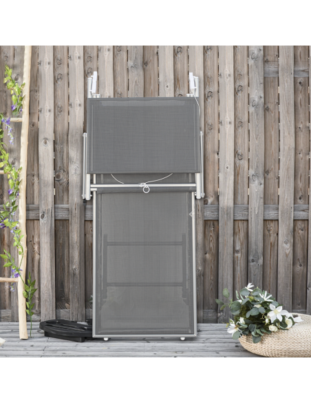 Pack 2 Tumbonas Playa LUXURIOUS Parasol de Aluminio Reclinable 180X60X40