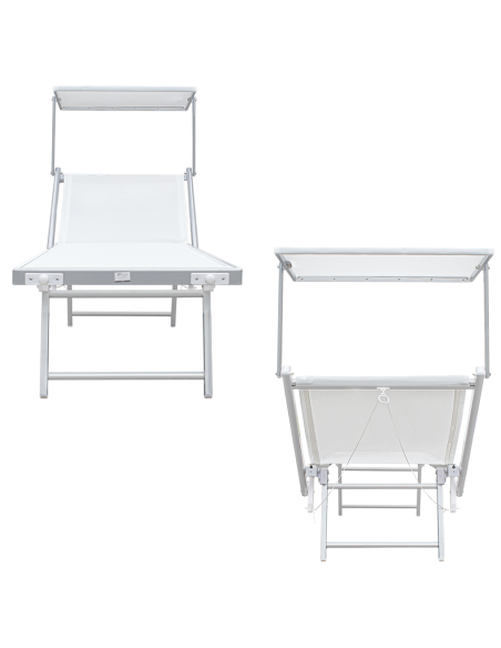 Pack 2 Tumbonas Playa LUXURIOUS Parasol de Aluminio Reclinable 180X60X40