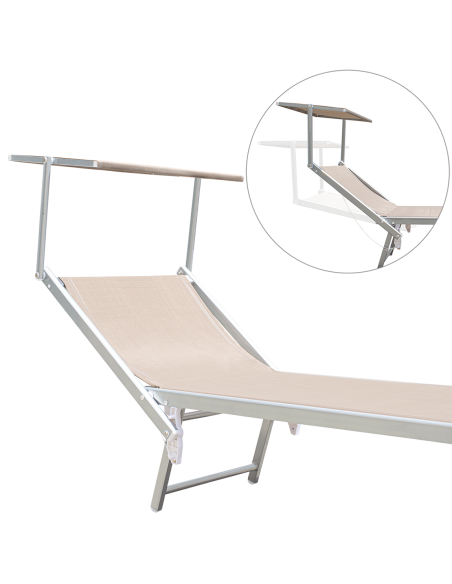 Pack 2 Tumbonas Playa LUXURIOUS Parasol de Aluminio Reclinable 180X60X40