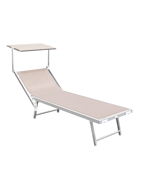 Pack 2 Tumbonas Playa LUXURIOUS Parasol de Aluminio Reclinable 180X60X40