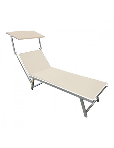Pack 2 Tumbonas Playa LUXURIOUS Parasol de Aluminio Reclinable 180X60X40