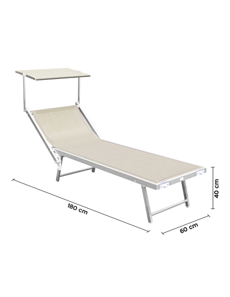 Pack 2 Tumbonas Playa LUXURIOUS Parasol de Aluminio Reclinable 180X60X40