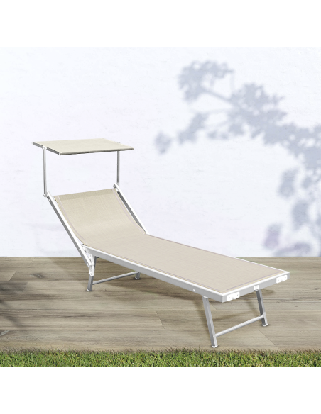 Pack 2 Tumbonas Playa LUXURIOUS Parasol de Aluminio Reclinable 180X60X40