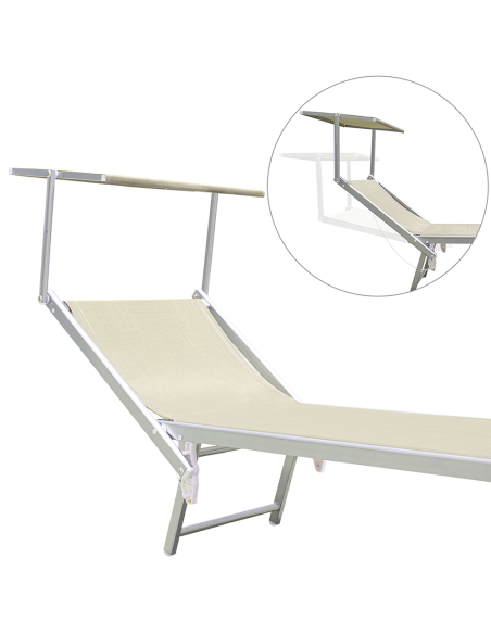 Pack 2 Tumbonas Playa LUXURIOUS Parasol de Aluminio Reclinable 180X60X40