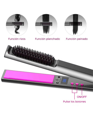 Plancha Pelo Cerámica con Cepillo Alisador 3 en...