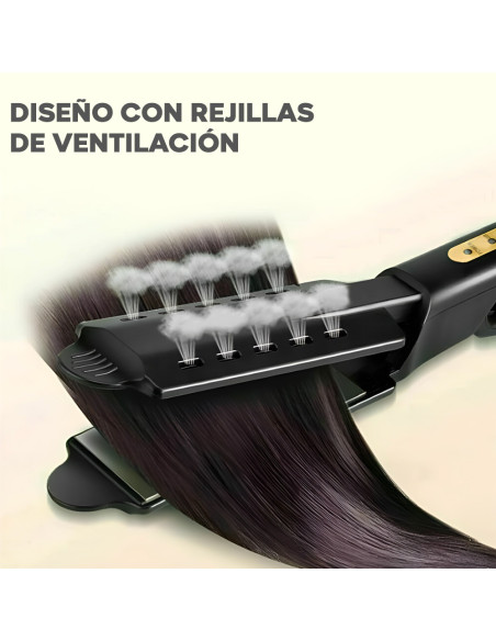 Plancha Pelo Cerámica con Temperatura Ajustable 220° y Orificios de Ventilación