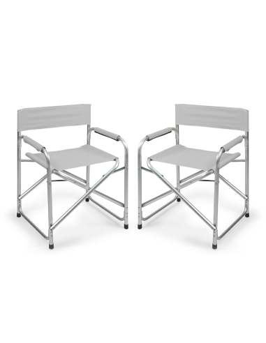 Pack 2 sillas plegables Director en Aluminio y Textilene para Camping 82x57x55