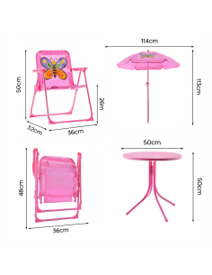 Set Jardín para Niñas 4 pz Mesa y Sillas con Sombrilla... 2